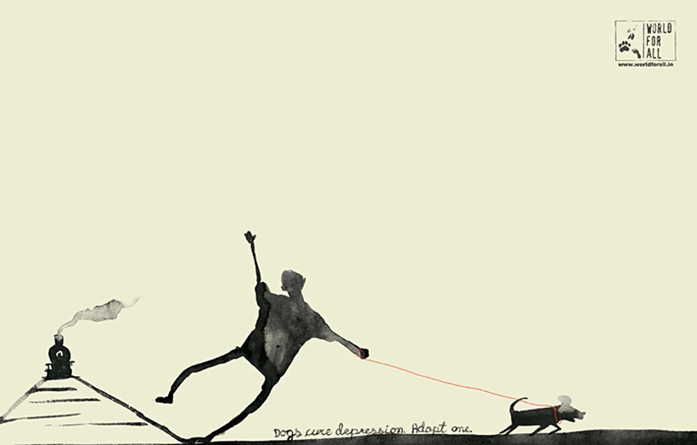 World For All: Dogs cure depression. Adopt one.