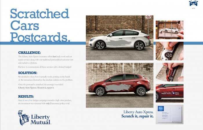 Liberty Mutual: Scratched Cars Postcards