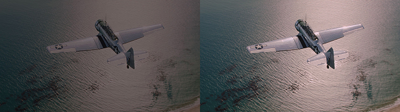 Wings over water Standard left - New Dolby Imaging Tech right