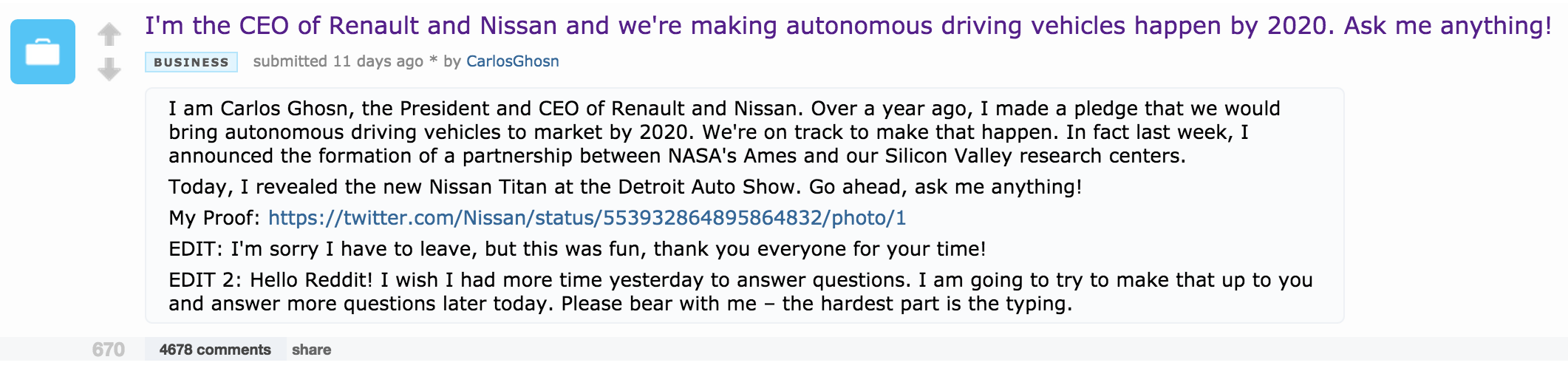 Nissan's Reddit Stunt Backfires